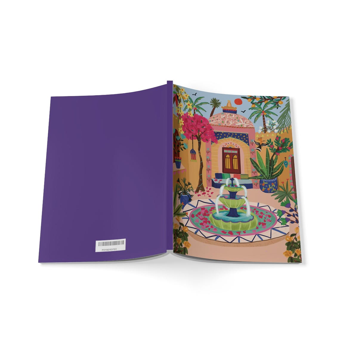 Moroccan Courtyard Fountain Softcover Notebook Cover Art Print - Image 2