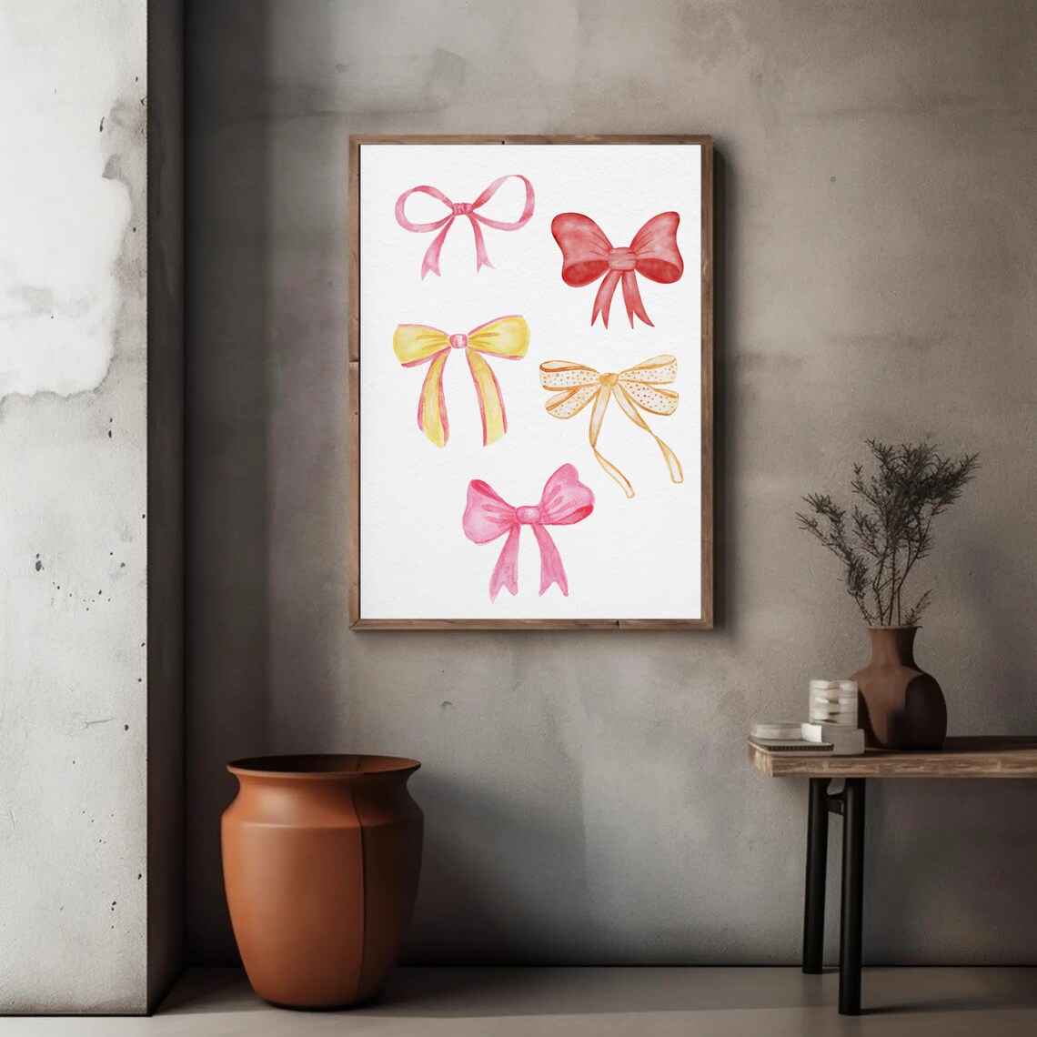 Pink Watercolor Bow Collection Coquette Room Decor Art Poster - Image 2