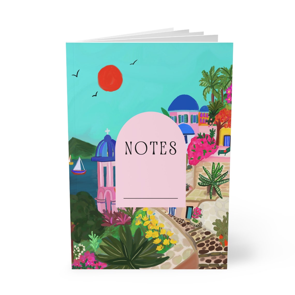 Greece Notes Notebook Blue Dome Island Cover Journal Art Print - Image 5