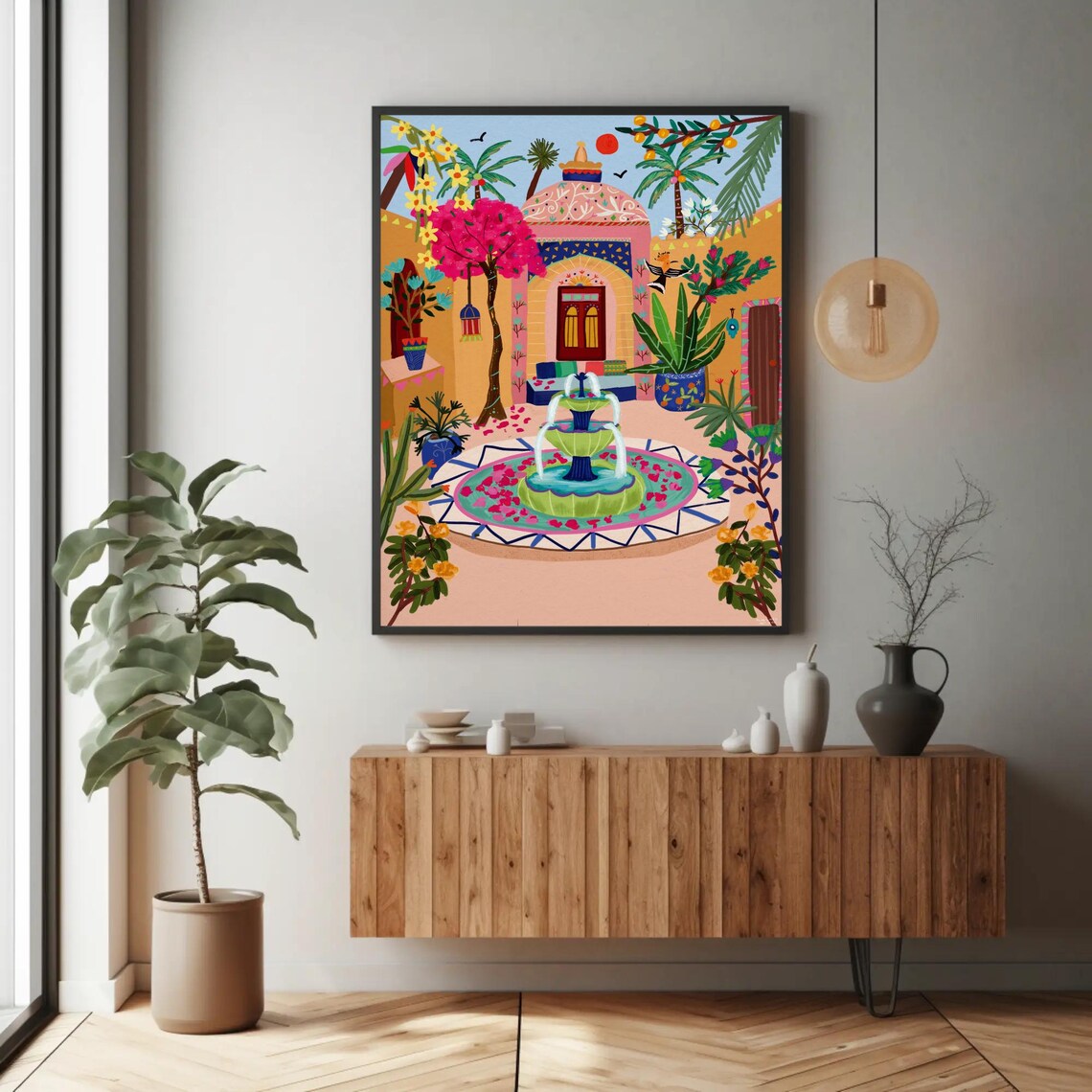 Arabian Courtyard Fountain Domed Pavilion Garden Oasis Art Print - Image 2