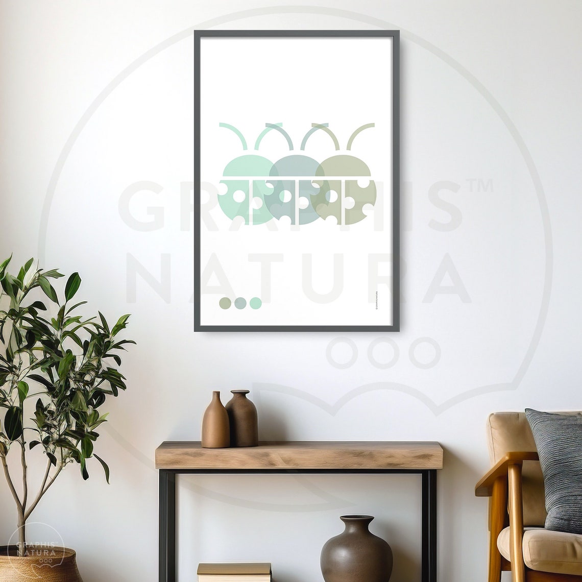 Ladybug Art Print Ladybug Wall Art Print Pastel Ladybug Poster Blue Green Ladybugs Wildlife Wall Art Nature Inspired Art Modern Decor - Image 4