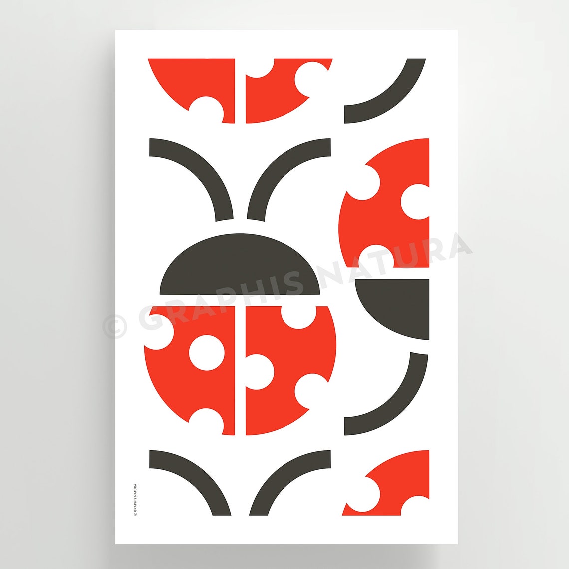 Abstract Red Ladybug Poster Geometric Insect Modern Pop Artwork - Image 3