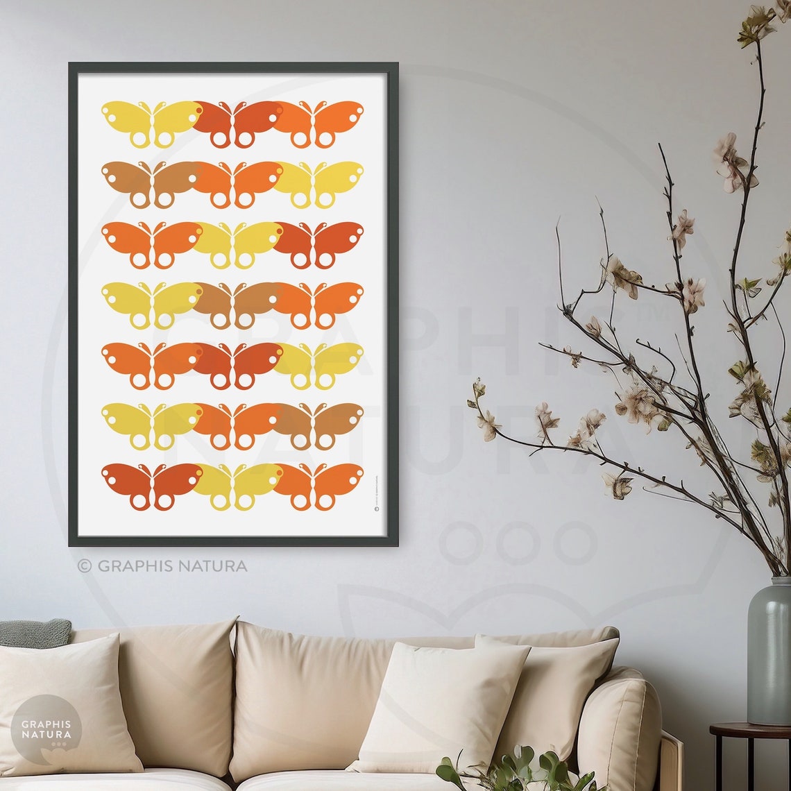 Butterfly Art Print Butterfly Wall Art Minimalist Orange Yellow Butterfly Poster Nature Inspired Art Modern Decor One Of A Kind Gift - Image 4