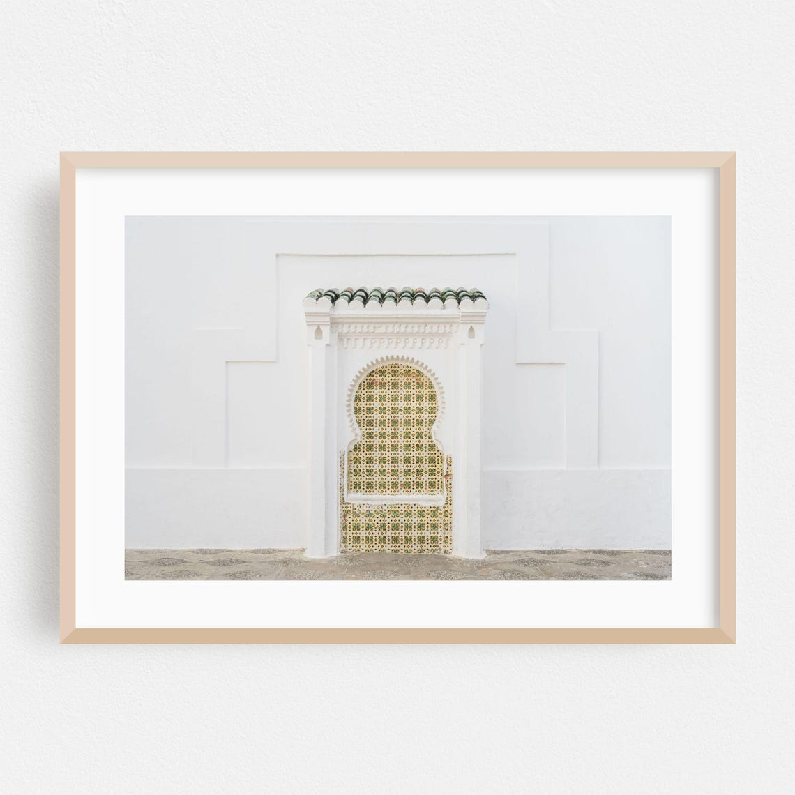 Moroccan Tiled Fountain Poster White Wall Mediterranean Travel Decor