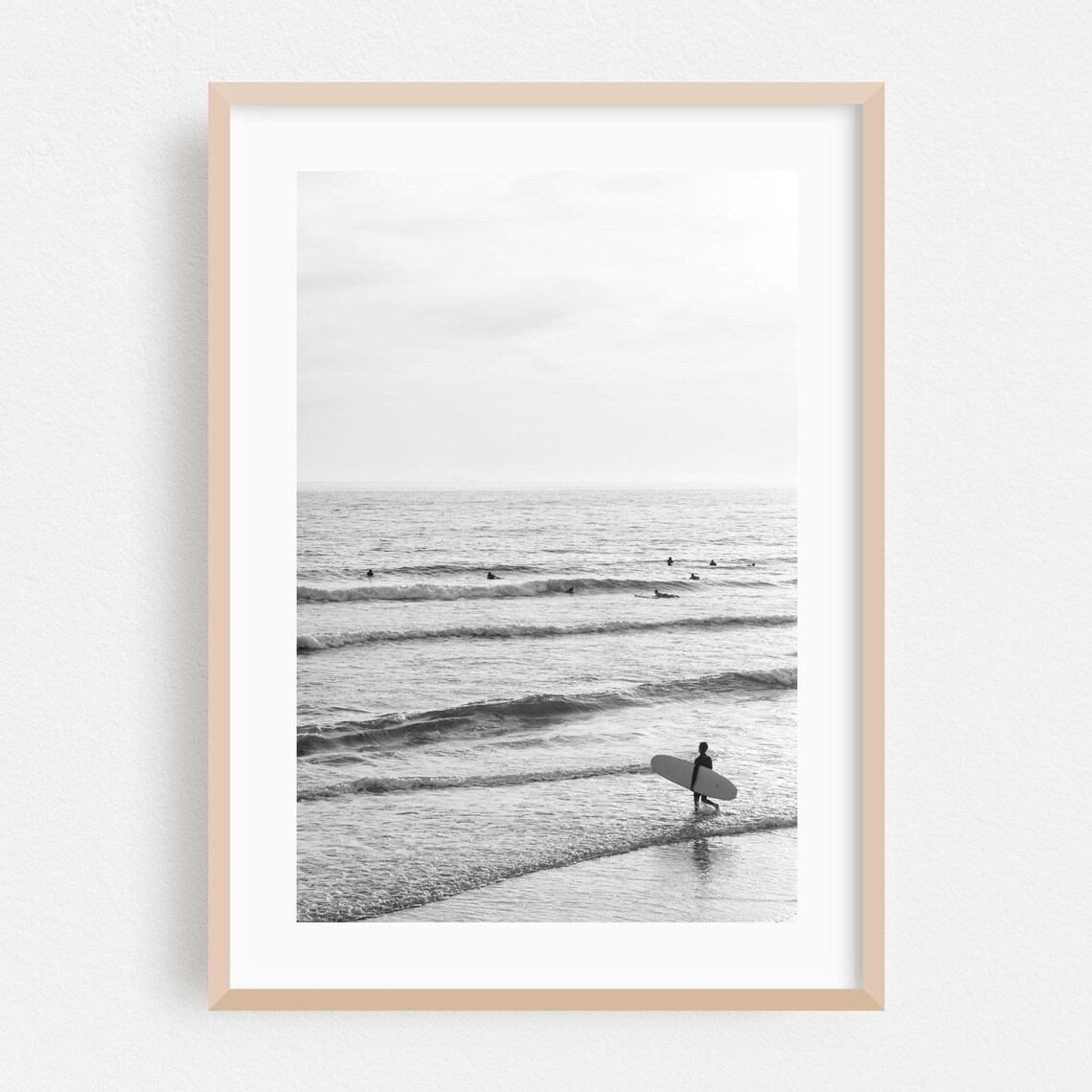 Newport Beach Black and White Ocean Poster