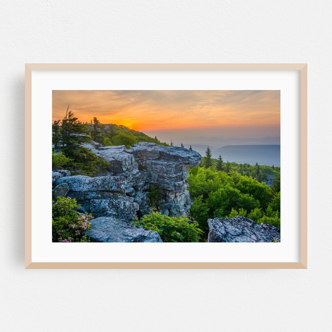 West Virginia Rocky Ridge Golden Sunset Landscape Photo Poster