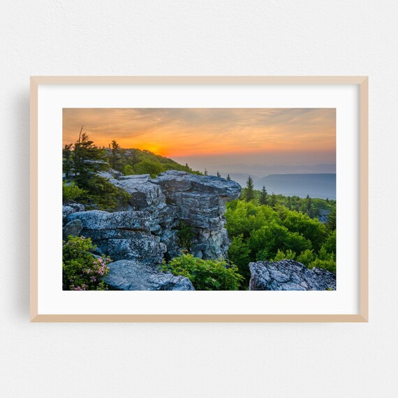 West Virginia Rocky Ridge Golden Sunset Landscape Photo Poster