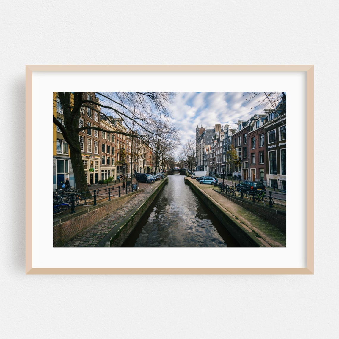 Amsterdam Canal Brick Houses Bicycles Netherlands City Print