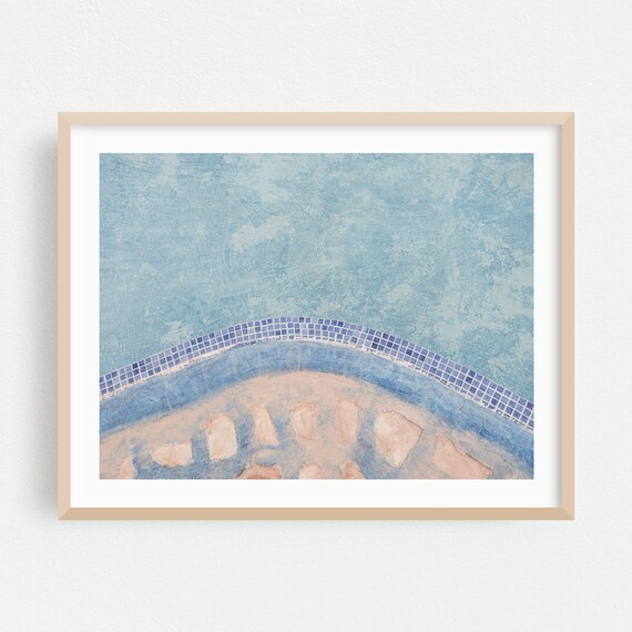 Blue Moroccan Pool Mosaic Tile Border Abstract Aerial Photo Poster