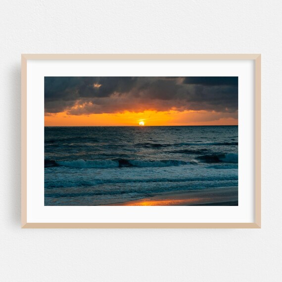 Del Mar Ocean Sunset Photo Dramatic Waves Golden Hour Beach Wall Art