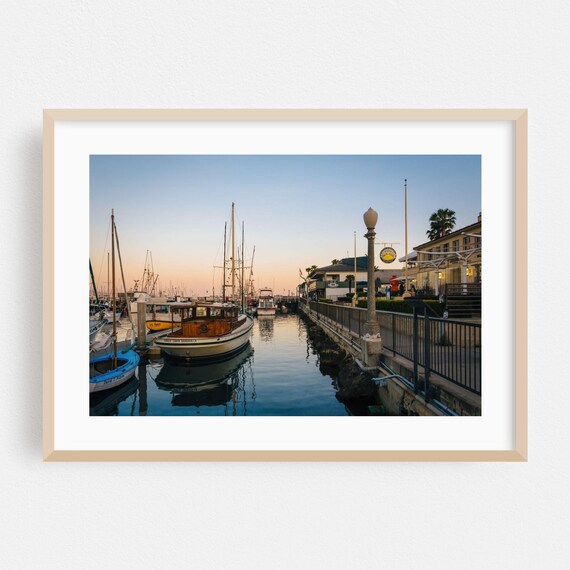 Santa Barbara Harbor Sailboats Waterfront Fine Art Photo Poster