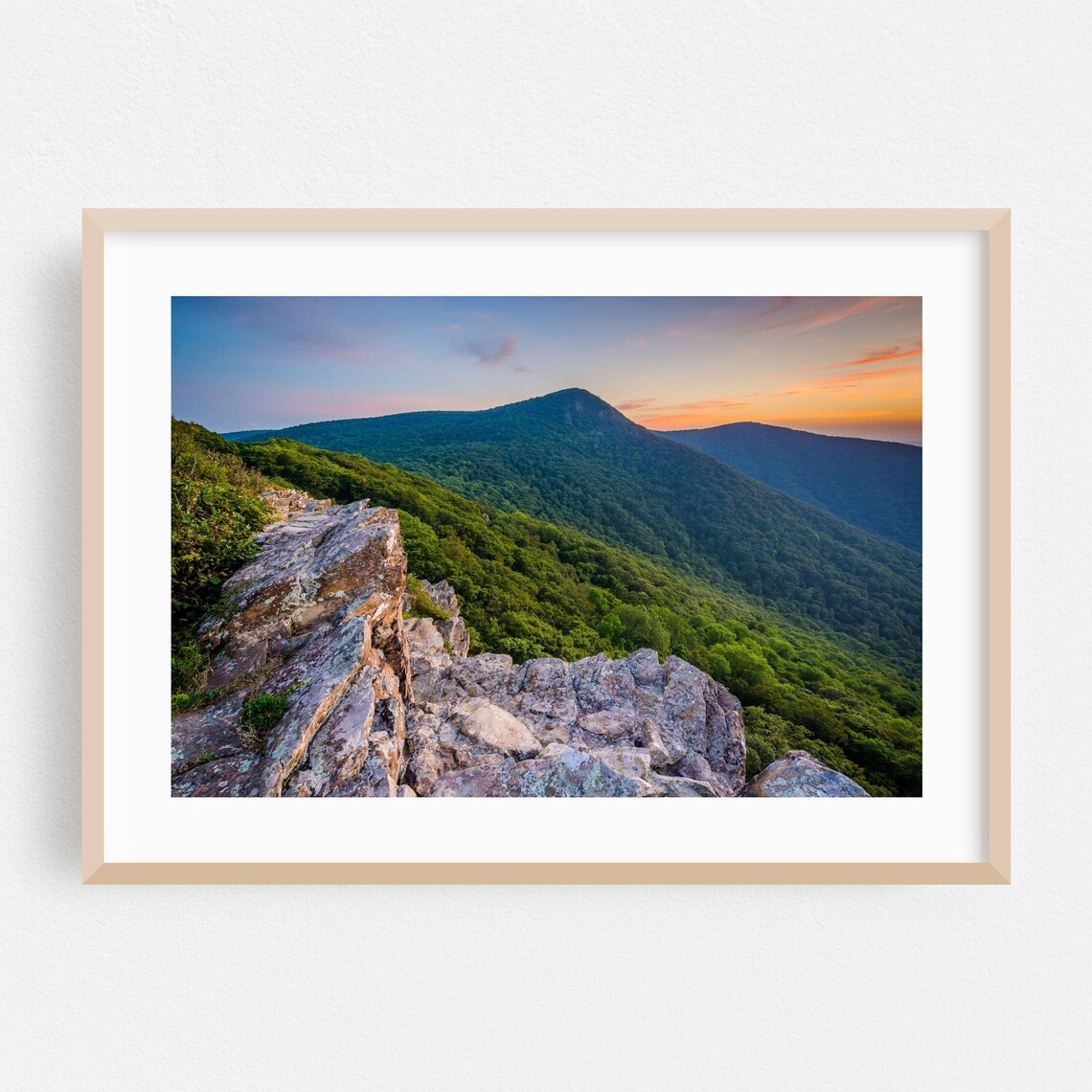 Virginia Blue Ridge Rocky Overlook Sunset Mountain Landscape Photo Poster