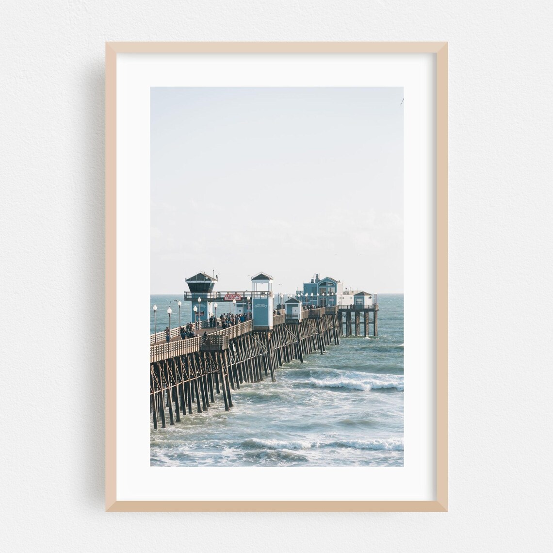 Oceanside Pier Wooden Boardwalk Ocean Waves California Photo Poster