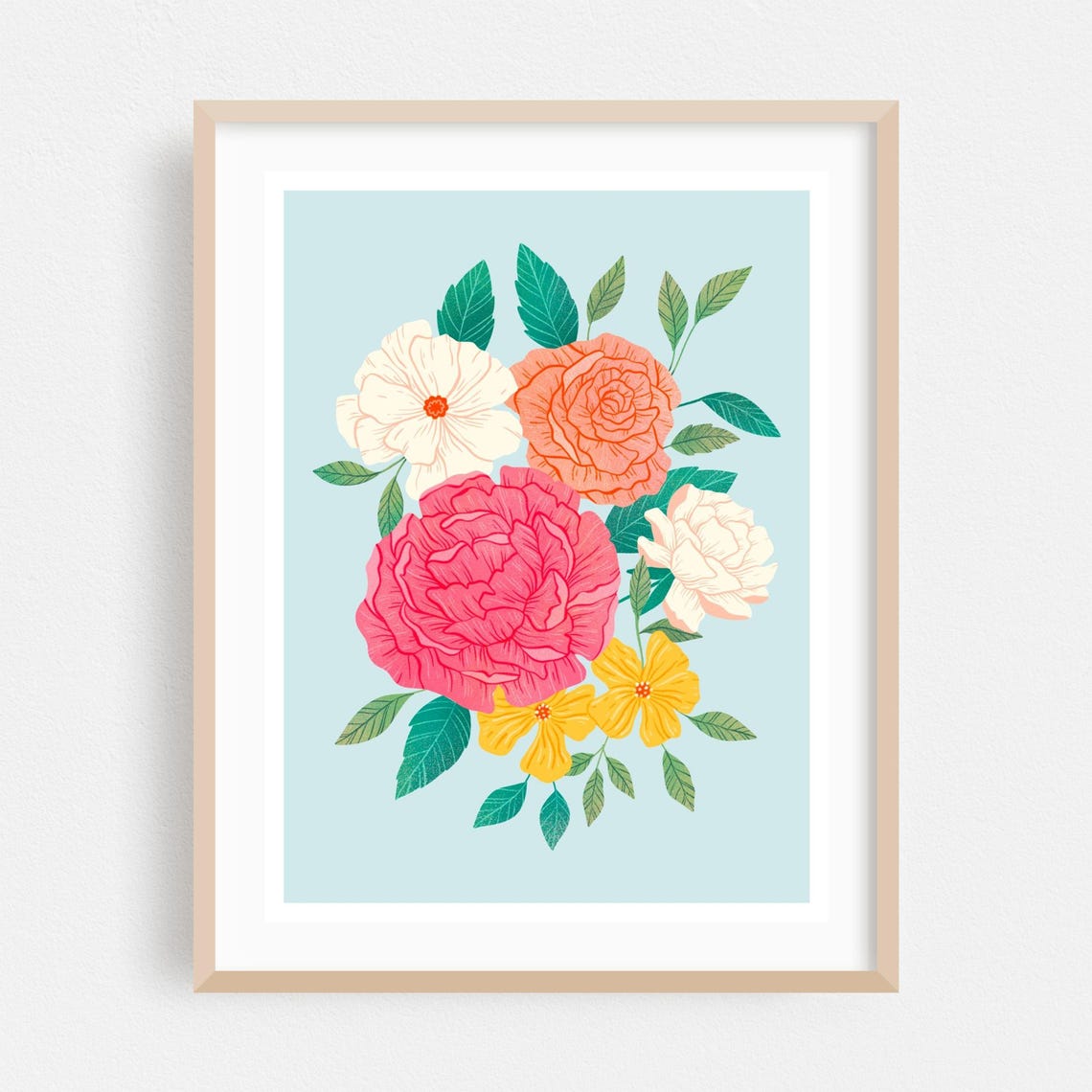 Floral Print Flowers Wall Art Botanical Framed Garden Home Decor Illustration Poster Pastel Fine Summer