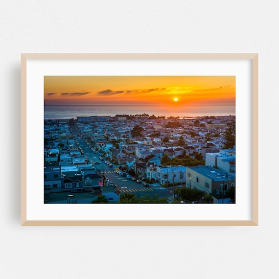 San Francisco Sunset Over The Pacific Ocean Cityscape Photography Poster
