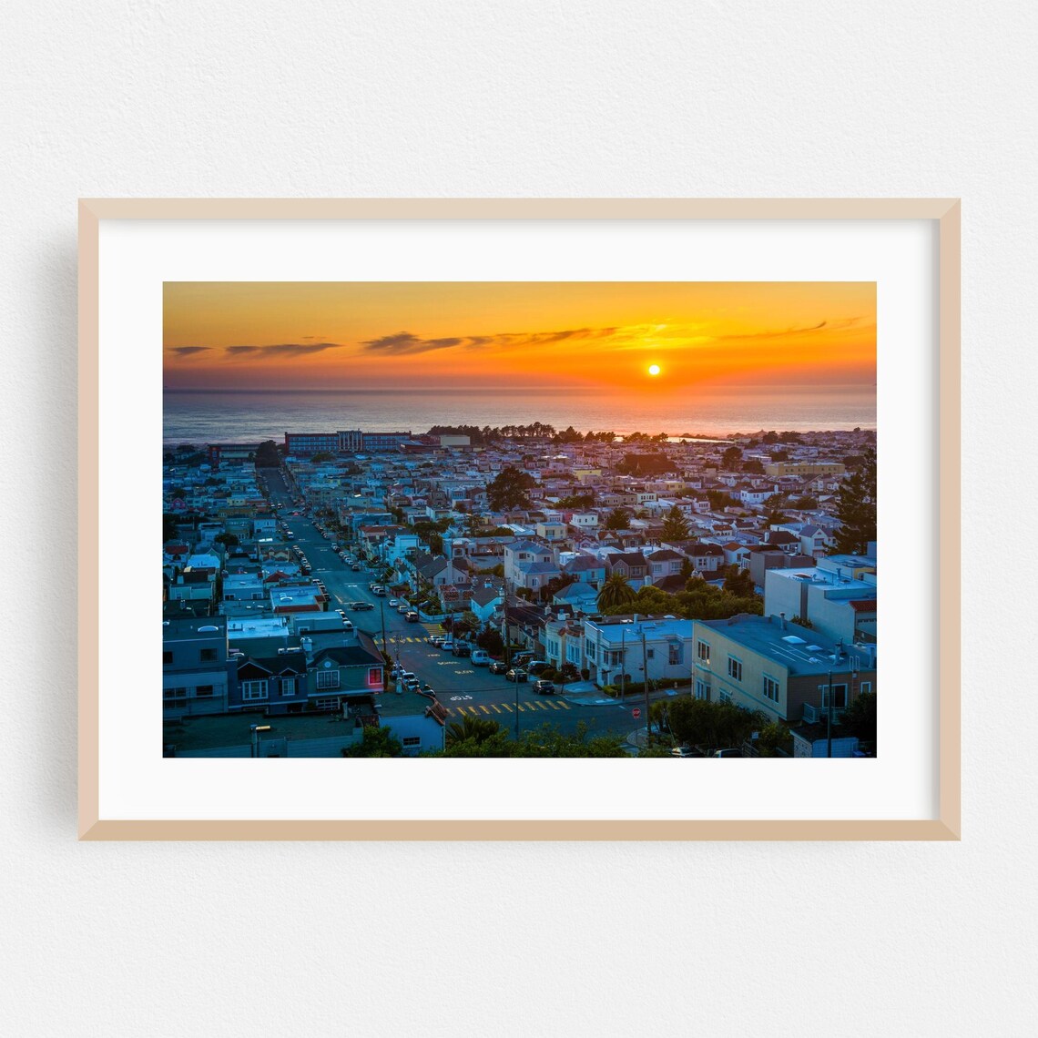 San Francisco Sunset Over The Pacific Ocean Cityscape Photography Poster