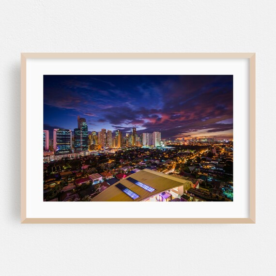 Manila Skyline Sunset Philippines Cityscape Photography Poster