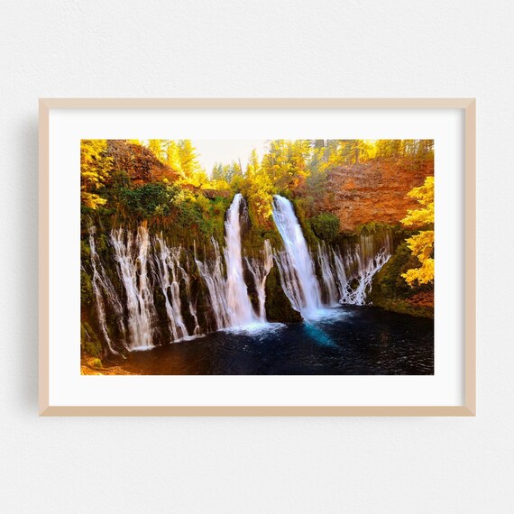 Cascading Waterfall Autumn Forest Scenic Nature Landscape Poster