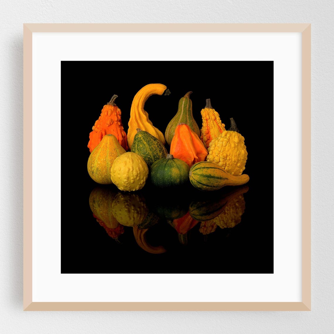 Autumn Print Halloween Wall Art Rustic Framed Photography Home Decor Gourds Poster