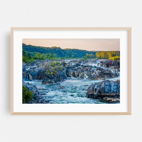Rocky River Rapids at Golden Hour Fine Art Photography Landscape Poster