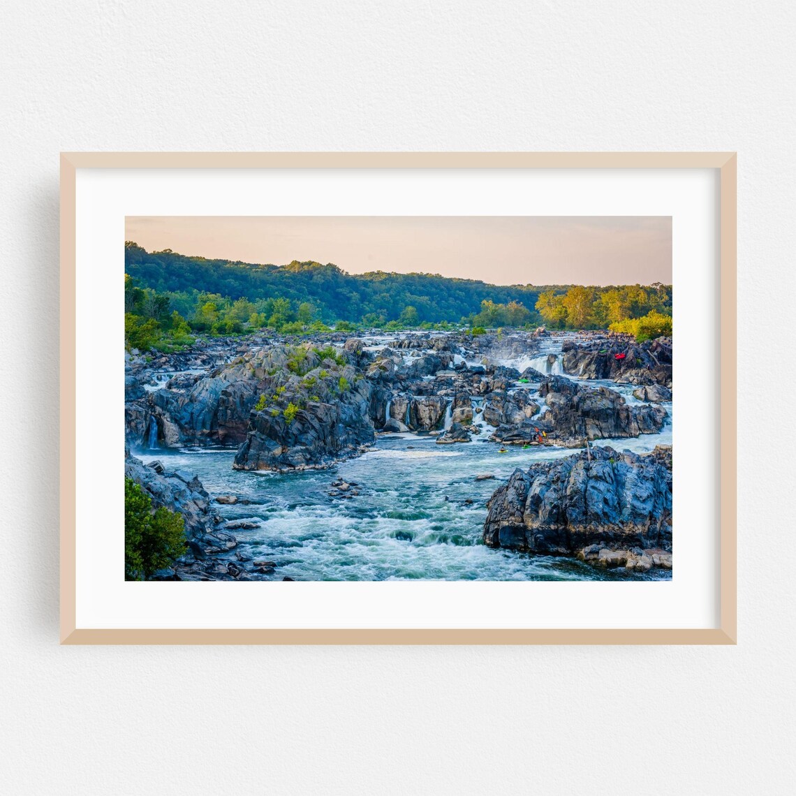 Rocky River Rapids at Golden Hour Fine Art Photography Landscape Poster