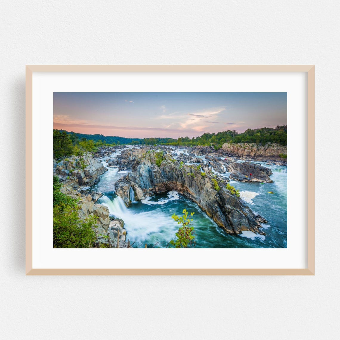 Great Falls Virginia Waterfalls At Dusk Rocky Rapids Photo Poster