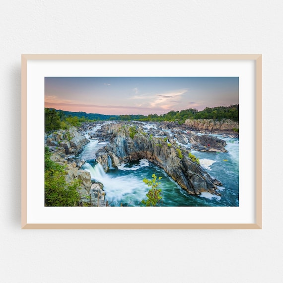 Great Falls Virginia Waterfalls At Dusk Rocky Rapids Photo Poster