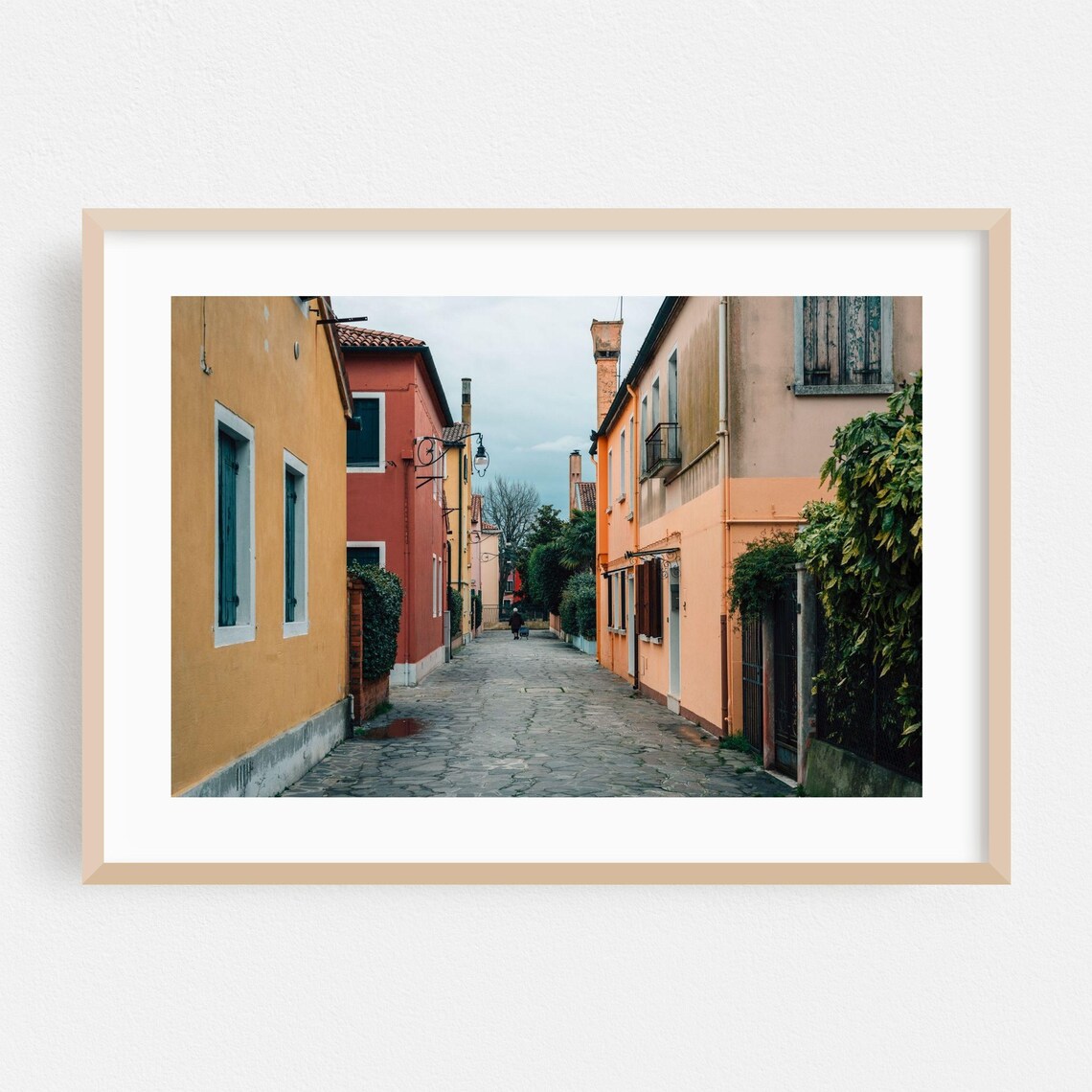 Venice Pastel Street Colorful Houses Cobblestone Photography Poster