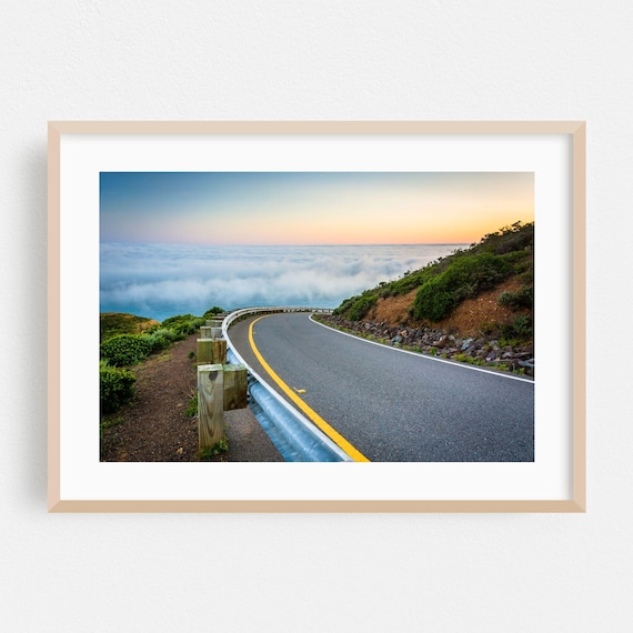 Winding Coastal Highway Above Morning Clouds Sunrise Photography Print