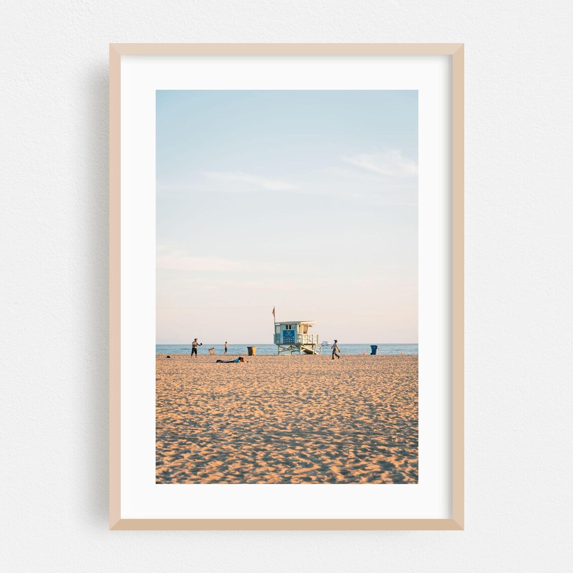 Santa Monica Beach Lifeguard Tower Golden Hour Photo Art Poster