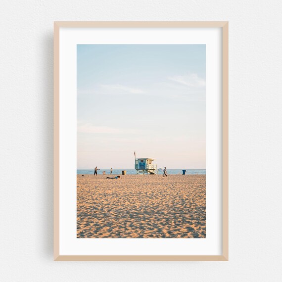 Santa Monica Beach Lifeguard Tower Golden Hour Photo Art Poster