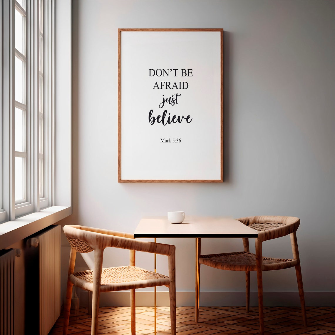 Dont Be Afraid Just Believe Mark 5 36 Bible Verse Minimalist Poster - Image 2