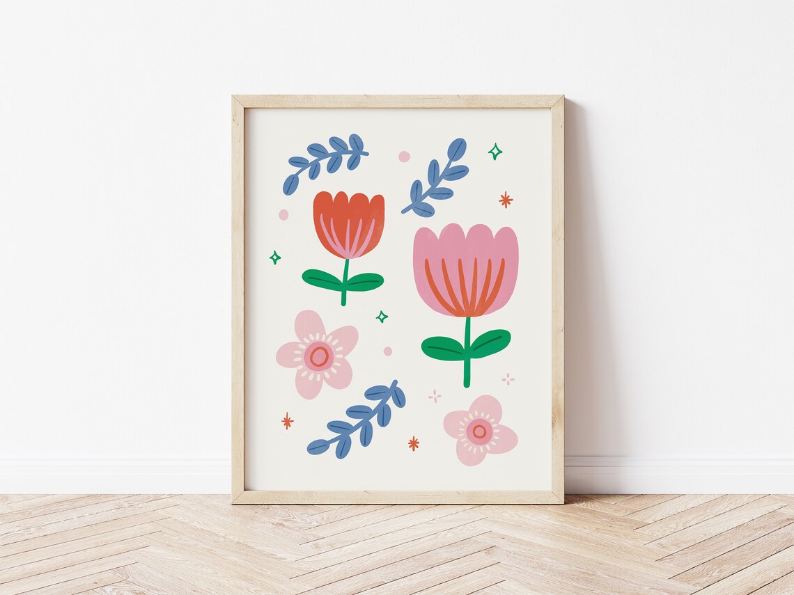 Floral Wall Art, Pink Aesthetic Art Print