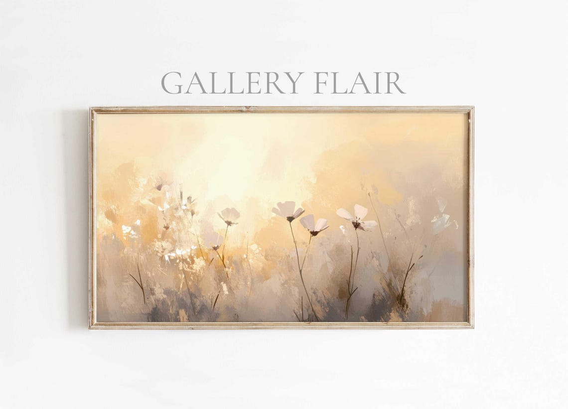 Golden Hour Wildflowers Warm Tones Impressionist Floral Art Poster