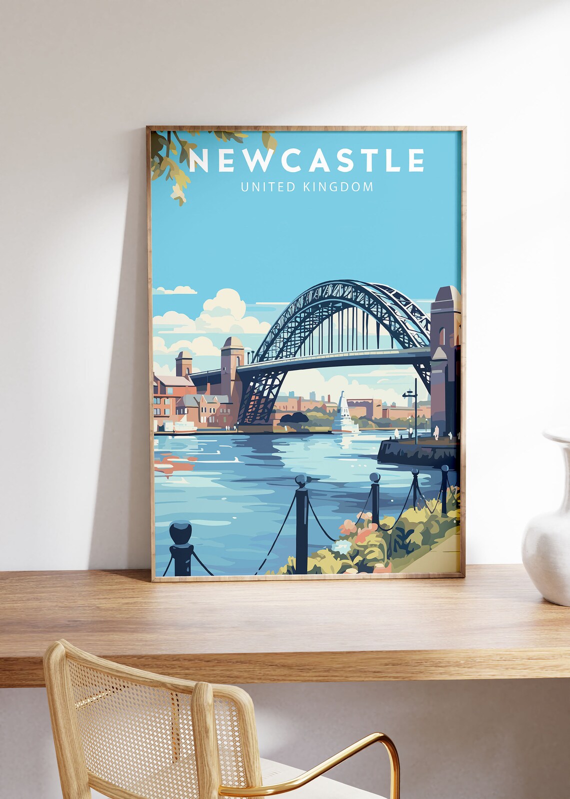 Newcastle United Kingdom Tyne Bridge River Proud Travel Poster - Image 3