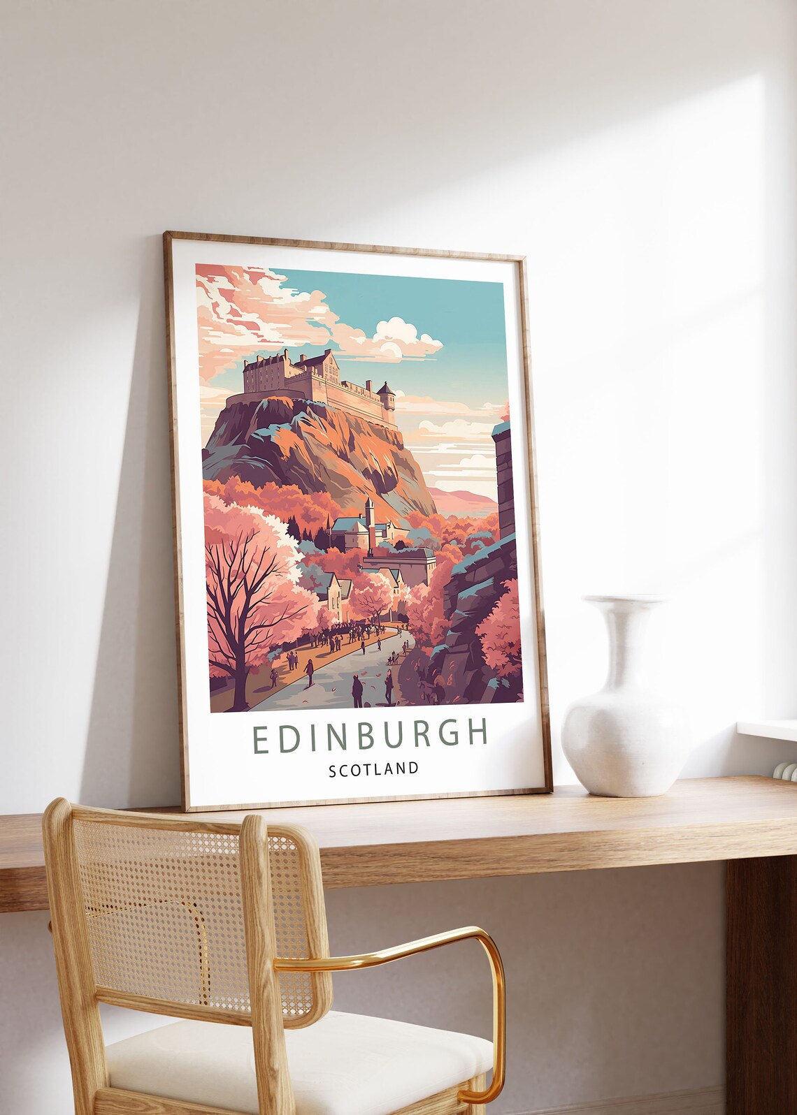 Edinburgh Scotland Poster of the Castle on the Rock in Autumn Colors - Image 3