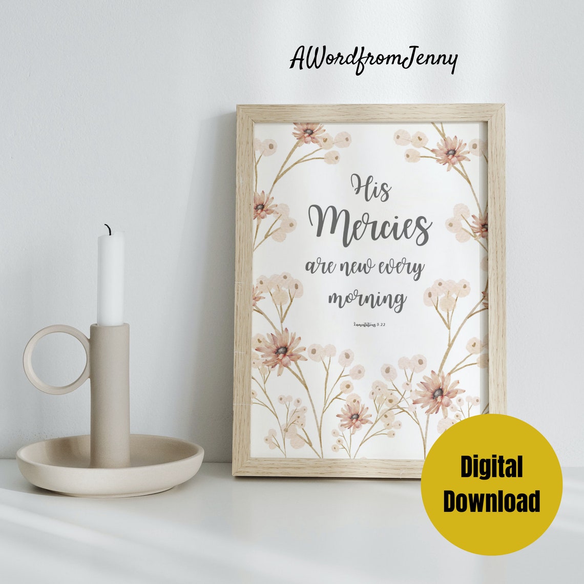 Lamentations 322 His Mercies Are New Every Morning Christian Bible Verse Scripture Jesus Mercy Quote Wall Art Home Decor Gift - Image 3