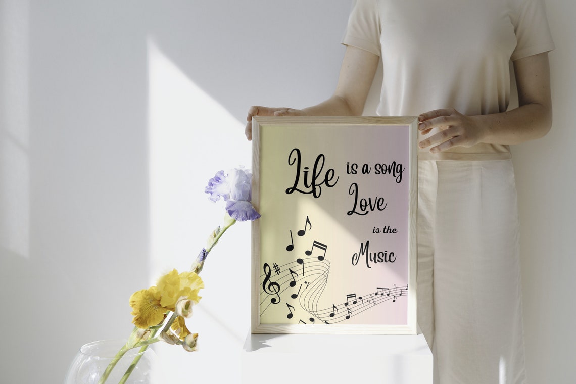 Life Is a Song Love Is the Music Notes Gradient Quote Poster - Image 3