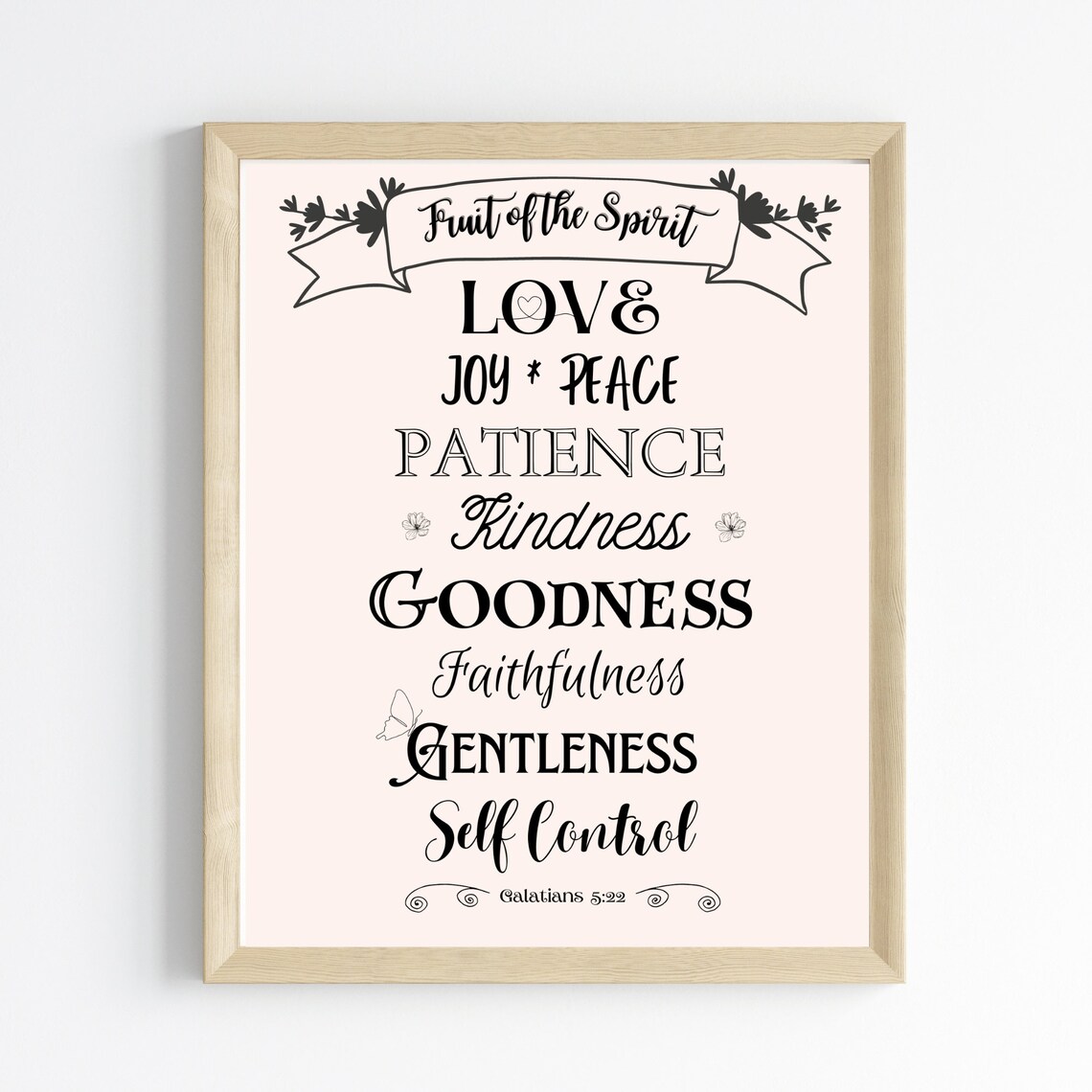 Fruit of the Spirit Love Joy Peace Galatians 5 22 Typography Poster - Image 3