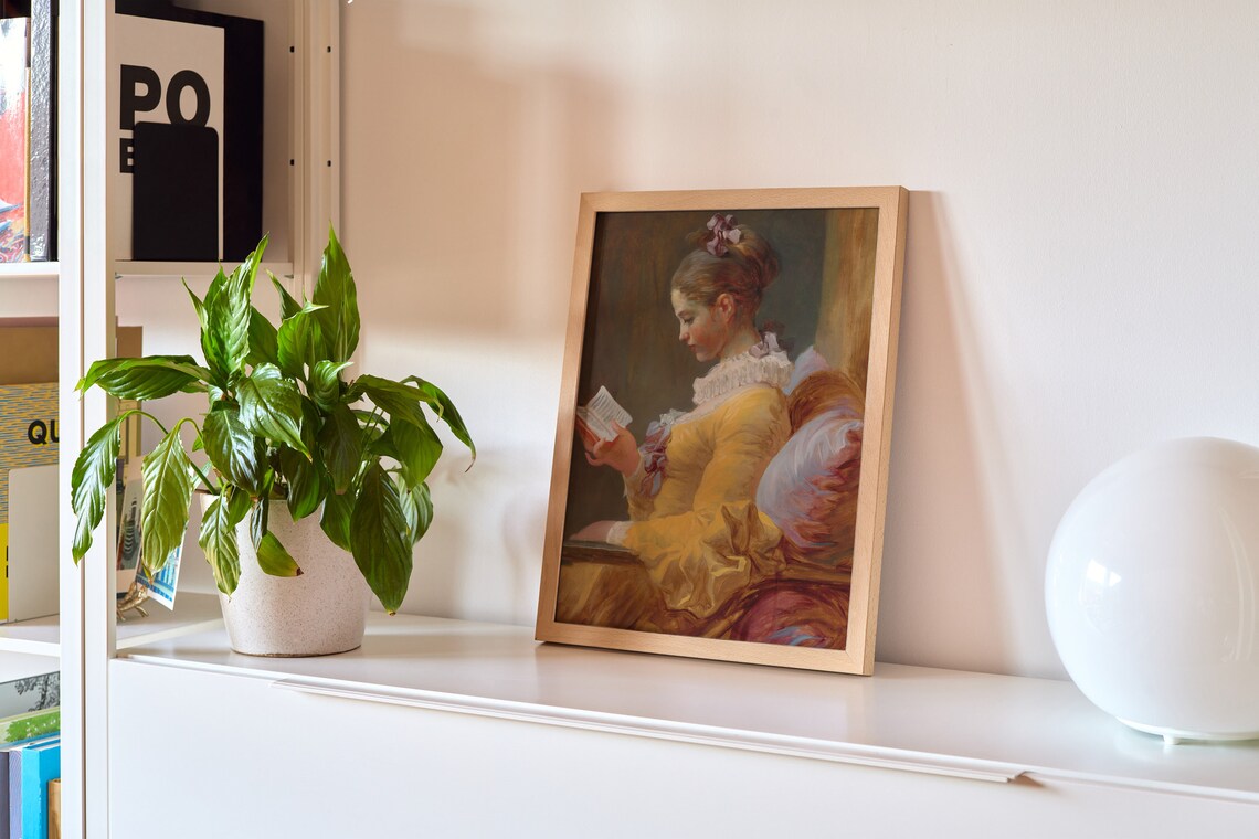 Young Girl Reading 18th Century French Rococo Style Portrait Poster - Image 3