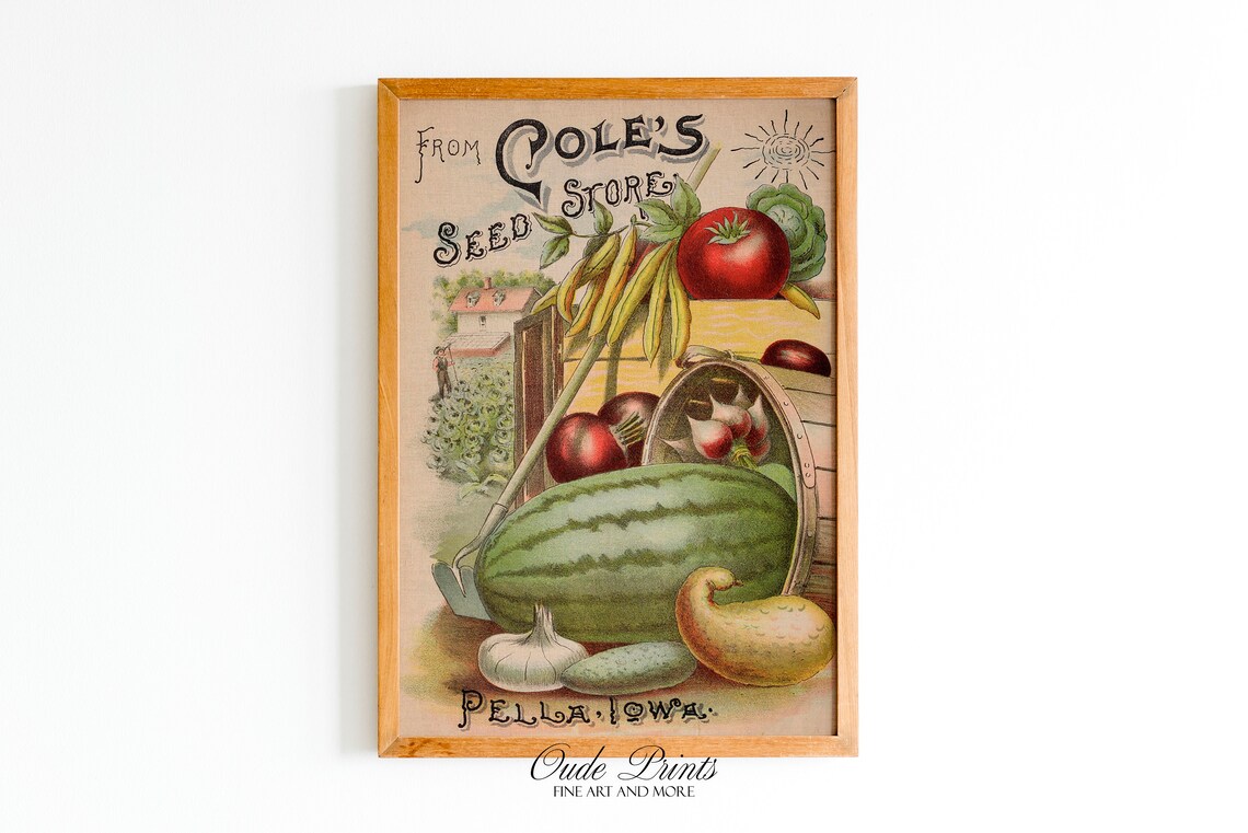 Vegetable Store Catalog Cover, 1890s Kitchen Poster