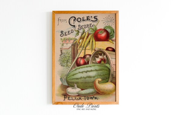 Vegetable Store Catalog Cover, 1890s Kitchen Poster