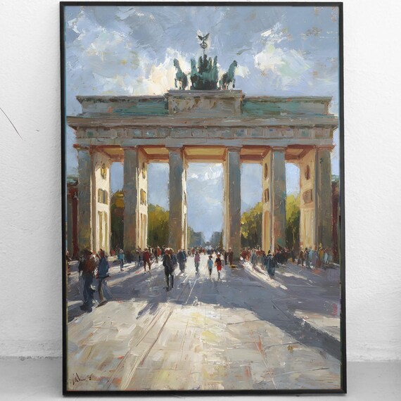 Brandenburg Gate Berlin Art Print German Landmark Cityscape European Travel Wall Decor Oil Painting Style
