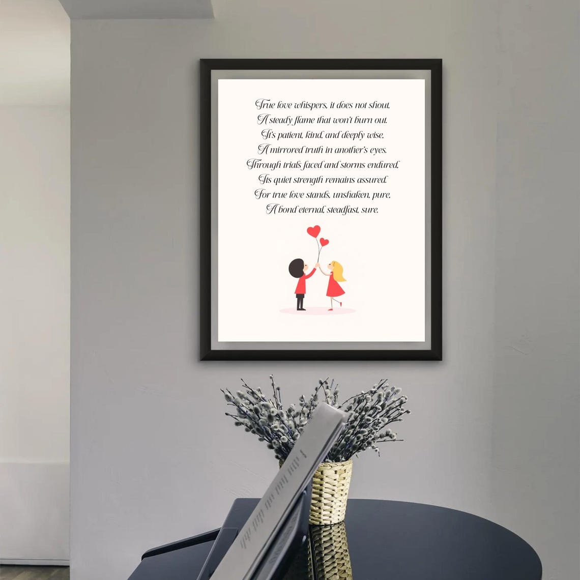 True Love Whispers Poem With Couple Illustration Romantic Wall Poster - Image 3