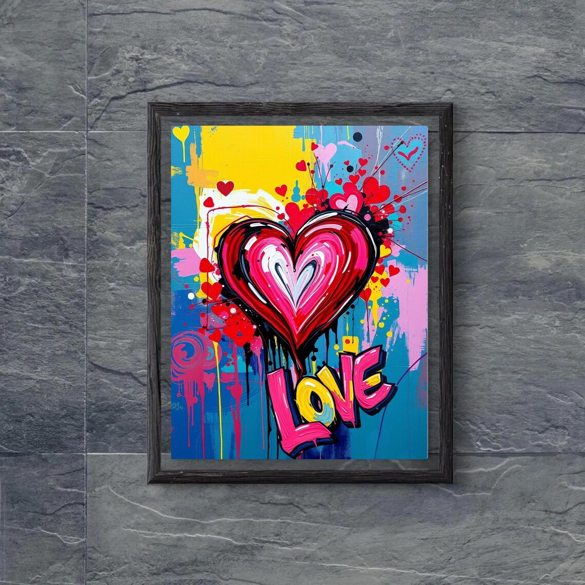 Bold Graffiti Heart With Colorful LOVE Lettering Pop Art Poster