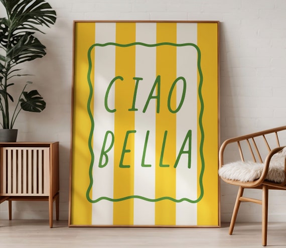 Ciao Bella Retro Italian Quote Poster, Y2K Preppy