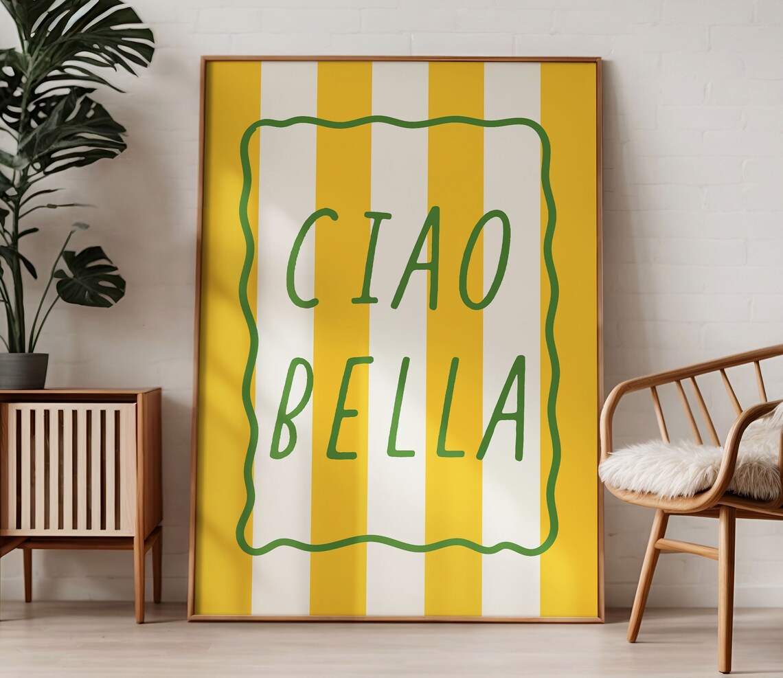 Ciao Bella Retro Italian Quote Poster, Y2K Preppy