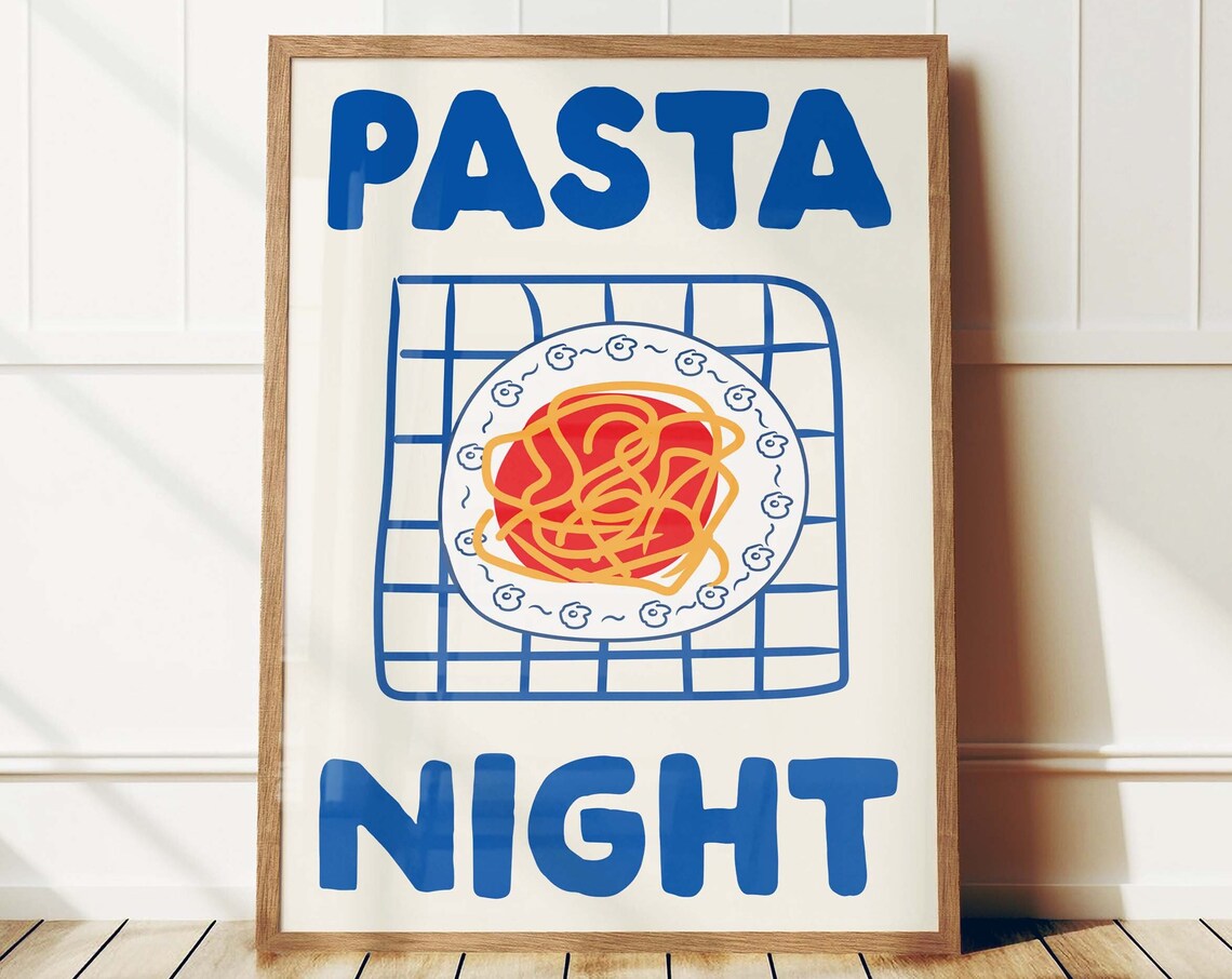 Pasta Night Retro Italian Food Poster Print