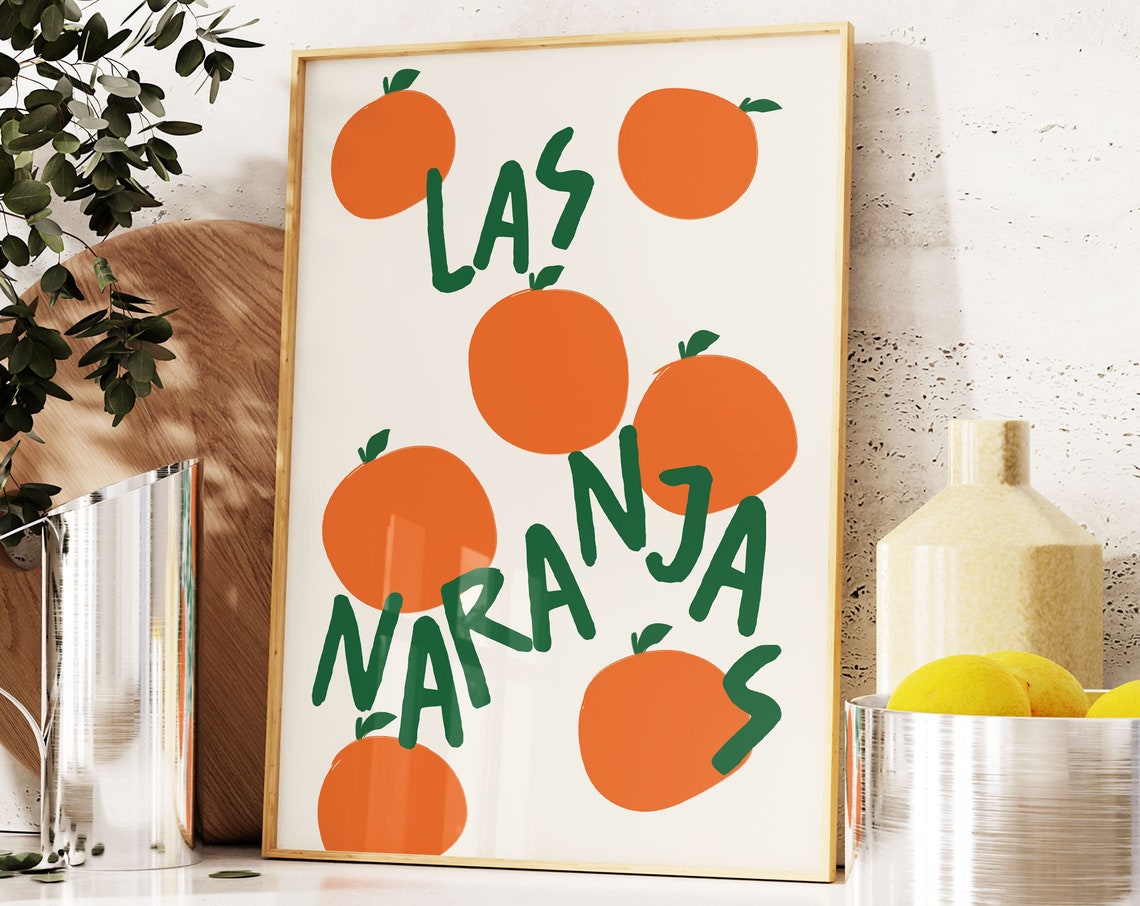 Las Naranjas Spanish Oranges Citrus Fruit Kitchen Decor Wall Art