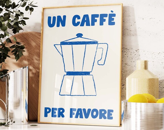 Retro Caffe Moka Pot Coffee Art Print, Italian